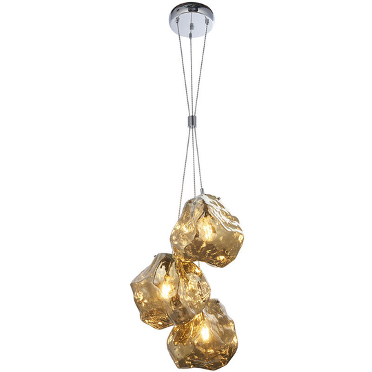 Endon Collection Lighting - Endon Rock Modern Contemporary 3 Light Cluster Pendant Metallic Bronze Glass Shade Chrome Plated