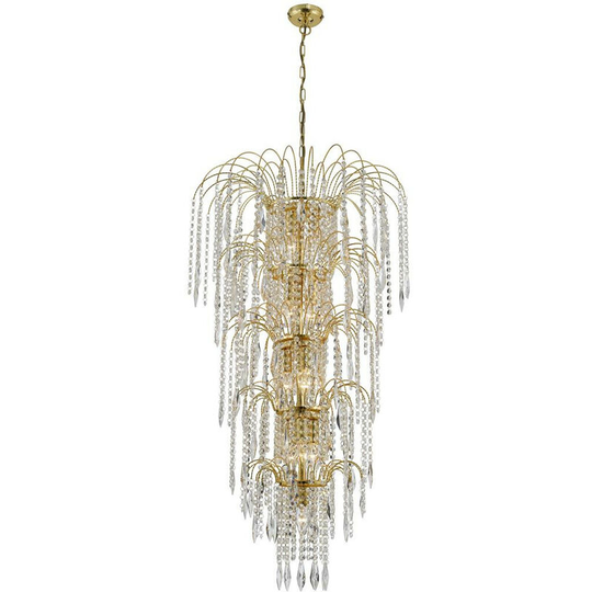 Searchlight Waterfall 13 Light Gold 5 Tier Showerwith Xtal