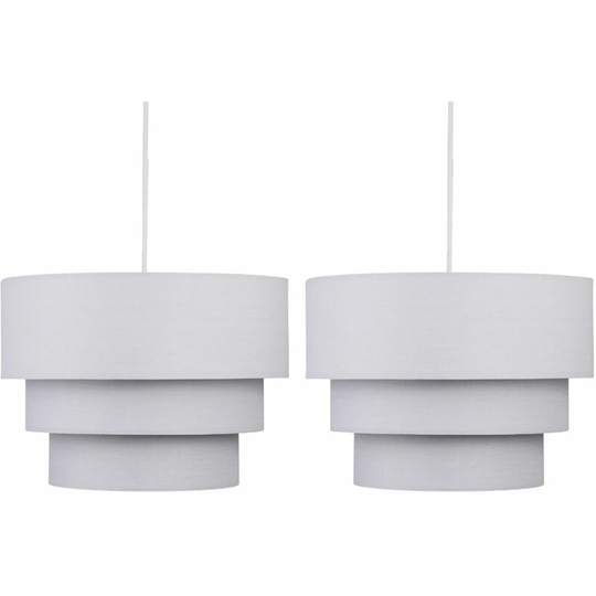 Pair of Light Grey 3 Tier Ceiling Light Shades - Light grey cotton