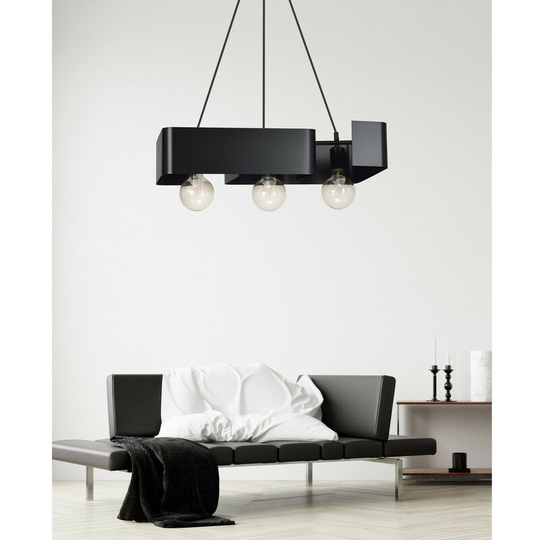 Emibig Lighting - Emibig Koma Black Bar Pendant Ceiling Light 3x E27