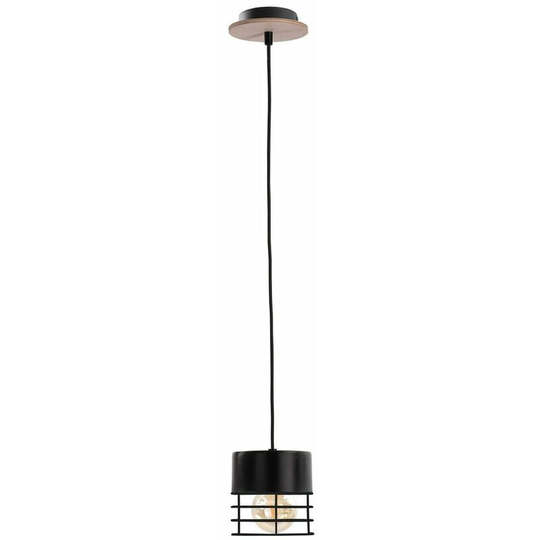 Keter Casa Slim Pendant Ceiling Light Black, Wood, 12cm, 1x E27