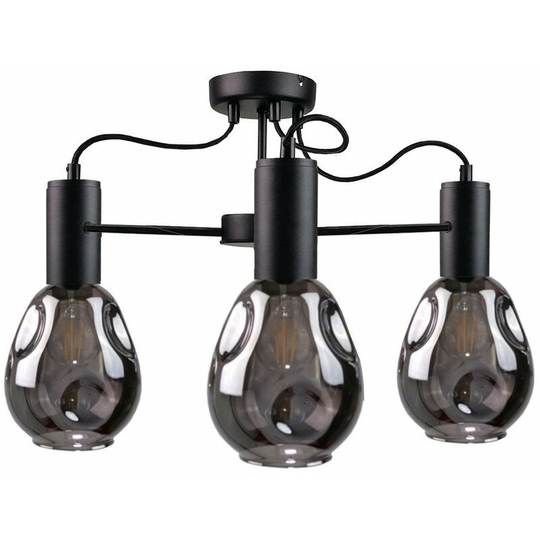 Keter Kari Multi Arm Semi Flush Ceiling Light Black, 60cm, 3x E27