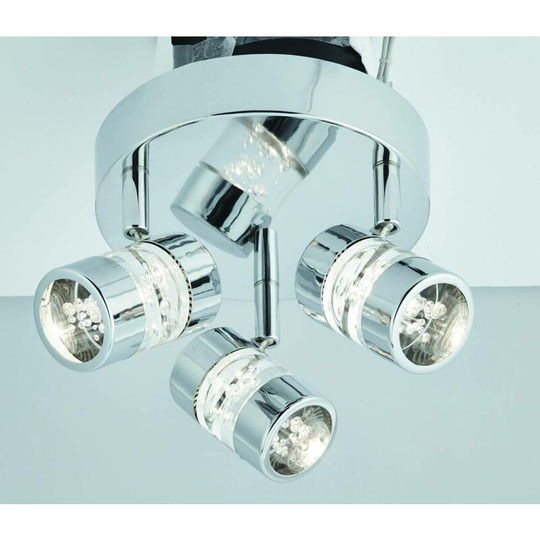 Searchlight Bubbles - led 3 Light Bathroom Ceiling Spotlight Chrome, Bubble Effect IP44