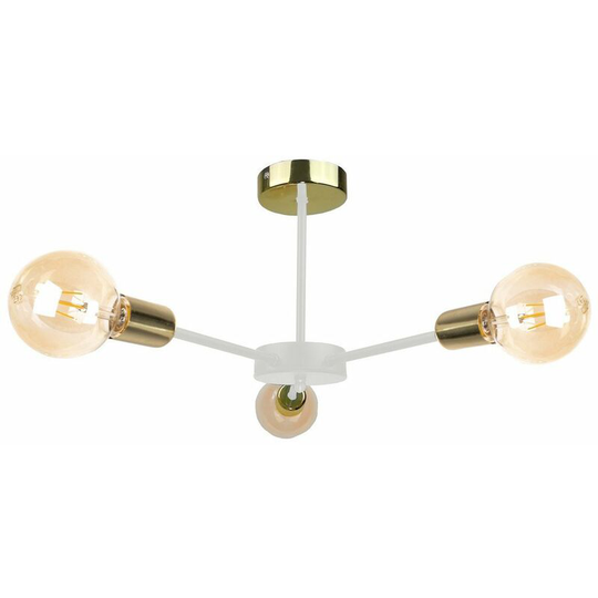 Keter Sun Multi Arm Semi Flush Ceiling Light White, Gold, 40cm, 3x E27