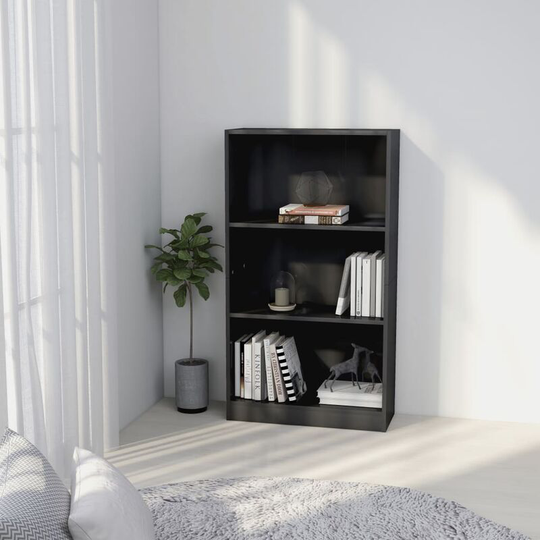 Topdeal - 3-Tier Book Cabinet High Gloss Grey 60x24x108 cm Chipboard FF800872_UK