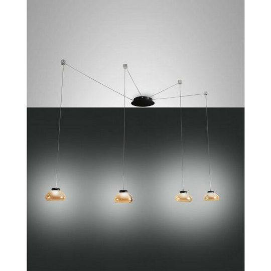 Fabas Luce Arabella LED Cluster Pendant Ceiling Light Amber Glass
