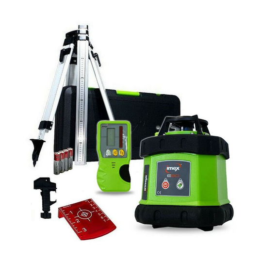 Imex - E60 400m Red Rotary Laser Level + LR1 Receiver + Tripod + 2m Staff + Case