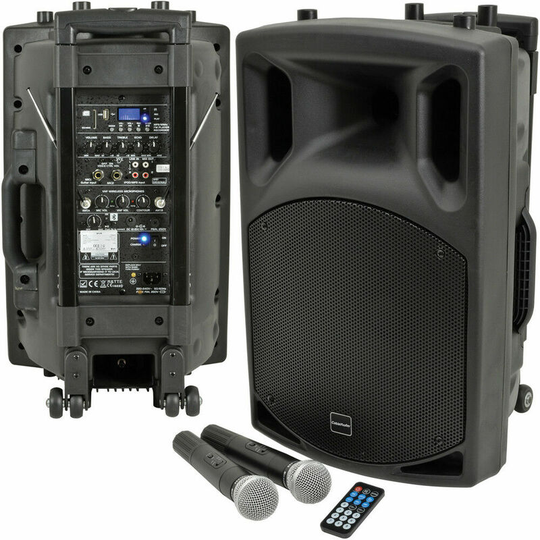 200W 12' Outdoor Portable pa Kit Bluetooth Wireless Speaker Microphone Battery