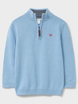 Crew Clothing Boys Half Zip Knitted Jumper - Light Blue, Light Blue, Size Age: 3-4 Years
