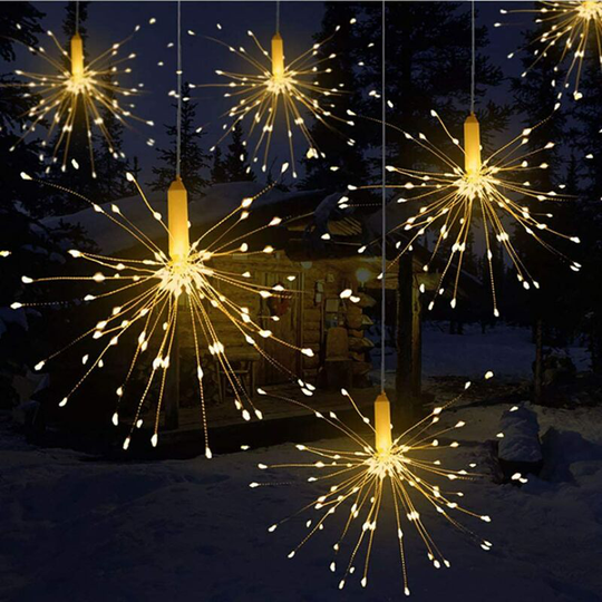 Aougo - Decorative Fireworks Lights Remote Control Battery Box Copper Wire String Explosion led Fireworks Light IP65 Waterproof (180Pcs)
