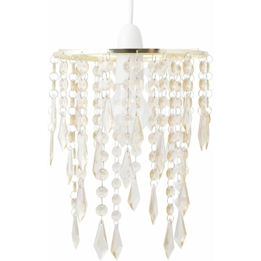 First Choice Lighting - Gold & Amber Jewels Light Shade - Polished brass plate with amber acrylic detail
