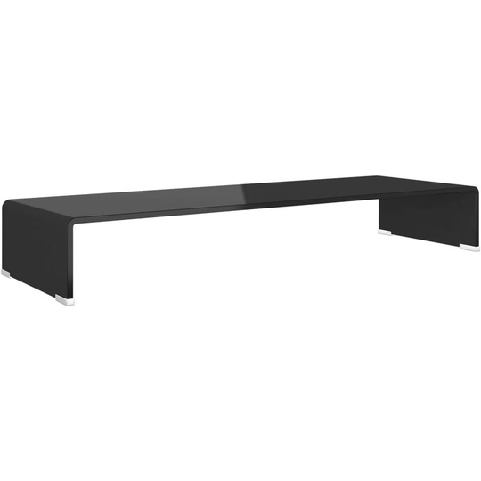 TV Stand/Monitor Riser Glass Black 90x30x13 cm vidaXL - Black