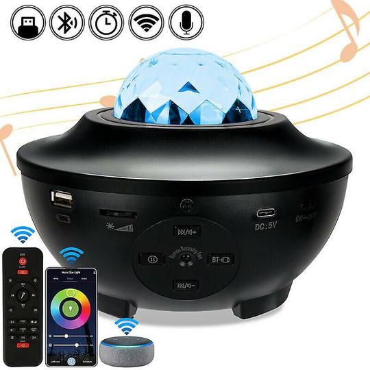 FlkwoH Tolletour Led Projector Lamp, Night Light, Children's Lighting Toil Sky Projector With Remote Control, Timer And Bluetooth Speaker.