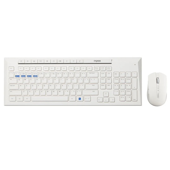 Rapoo 8200M Multi-mode Wireless Desktop Keyboard & Mouse Combo Set - White