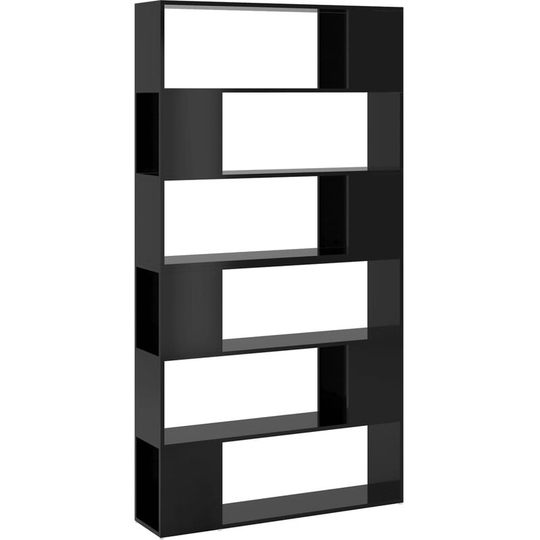 Book Cabinet Room Divider High Gloss Black 100x24x188 cm Vidaxl Black