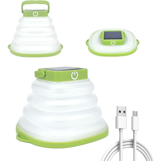 Led Solar Camping Light Portable Foldable Camping Light IP67 Waterproof usb Rechargeable Camping Pendant Light Solar Panel for Camping, Hiking