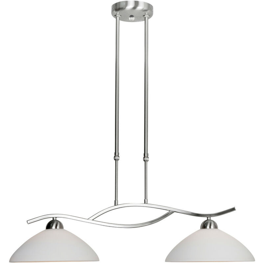 Sienna Lighting - Sienna Capric Straight Bar Pendant Ceiling Light Steel Brushed, Glass Opal Matt