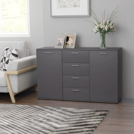 Sideboard Grey 120x35,5x75 cm Chipboard - Grey