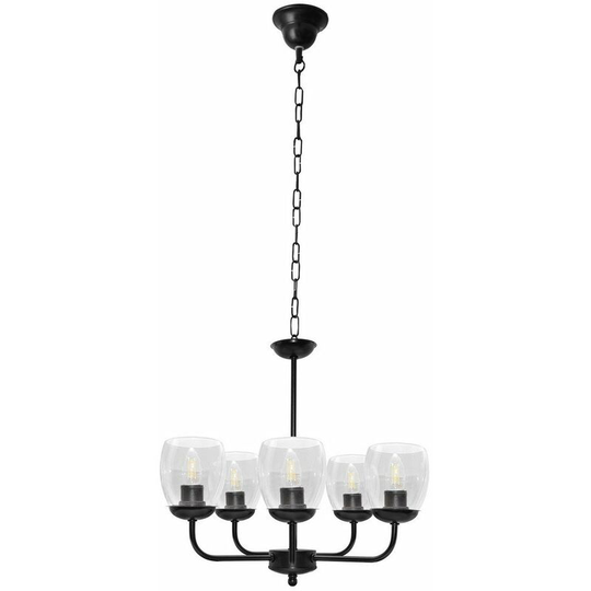 Helam Vitoria Multi Arm Pendant Ceiling Light Black, Transparent 50cm