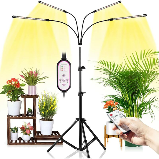 Thsinde - Plant Light, 80 LEDs 4 Heads Grow Light with Tripod Horticultural Led, Full Spectrum Plant Light 3000k 6500k 660nm Adjustable 40-120CM,