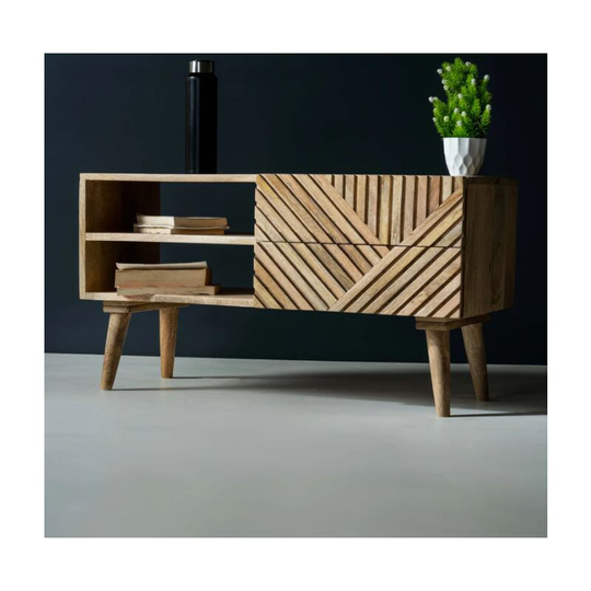 Unique-home-furniture - Scandinavian tv Stand Mid Century Cabinet Vintage Retro Nordic Solid Wood Unit