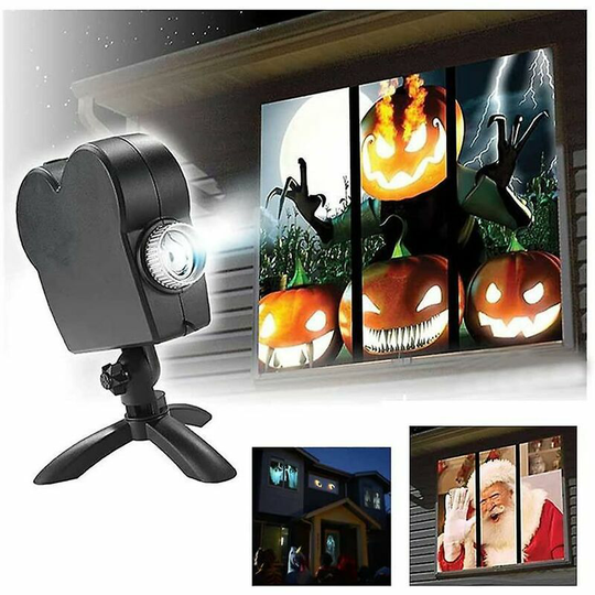 Echoo - Christmas Halloween Holographic Projector Window Projector Led Holographic Projection Lamp, 12 Film Festivals, Used for Christmas and