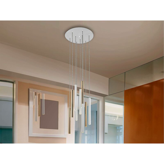 Schuller Lighting Uk - Schuller Varas - Integrated led 9 Light Cluster Drop Ceiling Pendant Matt White, Gold