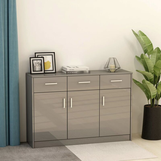 Sideboard High Gloss Grey 110x34x75 cm Chipboard VDTD31739 - Topdeal