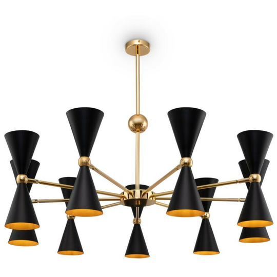Maytoni Lighting - Maytoni Modern - Vesper Modern Vesper 18 Light Black with Gold Pendant Ceiling Light