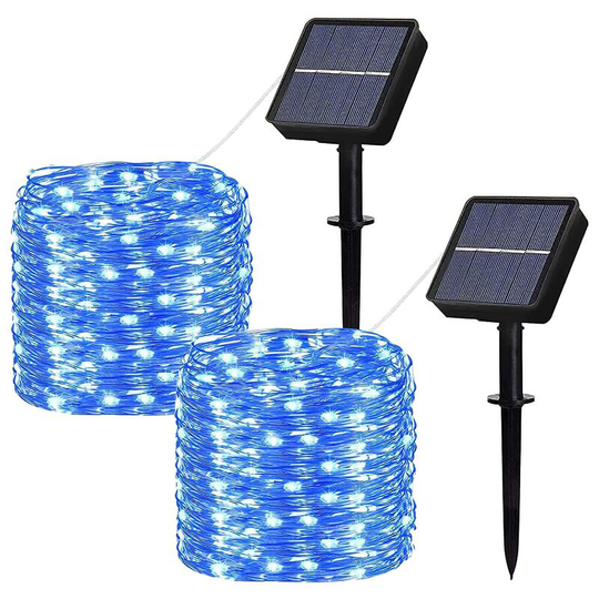 Aougo - 2 Pack] Solar String Lights Outdoor, 100LED 12M / 40Ft Waterproof Fairy Lights 8 Modes Decoration Light for Garden, Yard, Patio, Home,