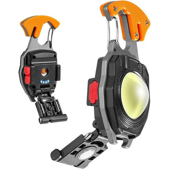 Aougo - Mini Portable Work Light Rechargeable Flashlight 800 Lumen Keychain Inspection Lights, with Bottle Opener, Magnetic Base, for