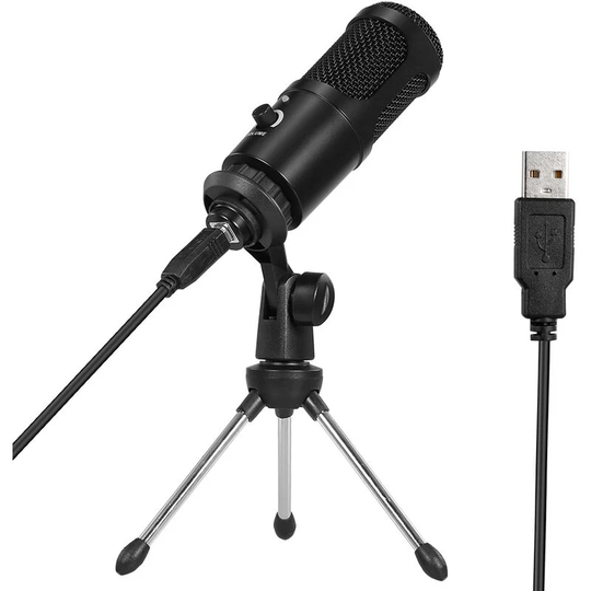 Professional Studio Microphone usb Metal Condenser Recording Microphone with Cardioid Studio Recording Mic for pc Laptop Black