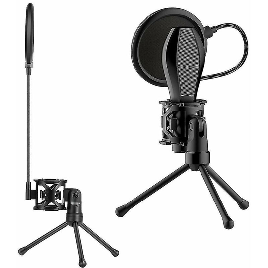 Microphone Tripod Stand With Pop Filter Desktop Shock Mount Mic Holder For Podcasts Chat Meetings Thsinde