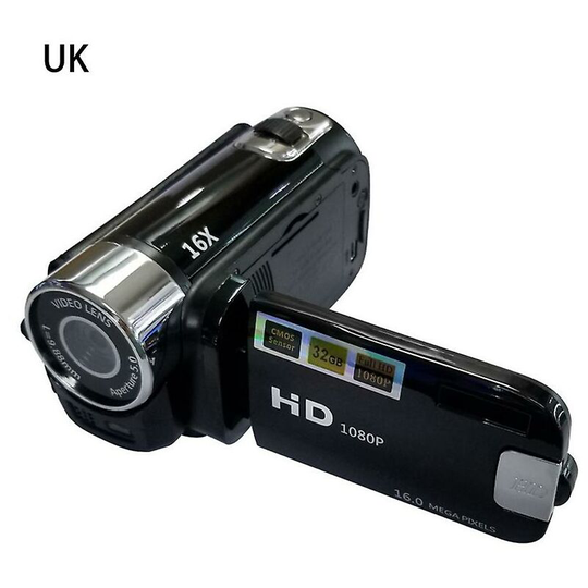 Us/eu/uk/au Plug 1080p Vlog Camera 16MP Dv Camcorder 16x Digital Zoom Video Camera Built-in Mic (32G, Black)
