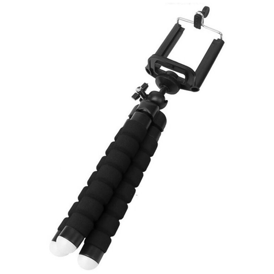 Portable Mini Octopus Tripod Stand with Phone Holder for Live Streaming Selfie,Black - Black