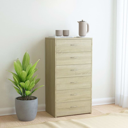 Sideboard with 7 Drawers Sonoma Oak 50x34x96 cm Chipboard VDTD31704 - Topdeal