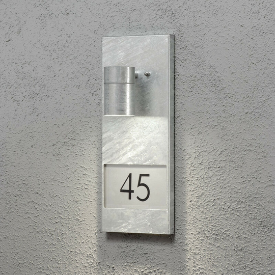 Konstsmide Modena Outdoor Modern House Number Wall Light Galvanised, IP44