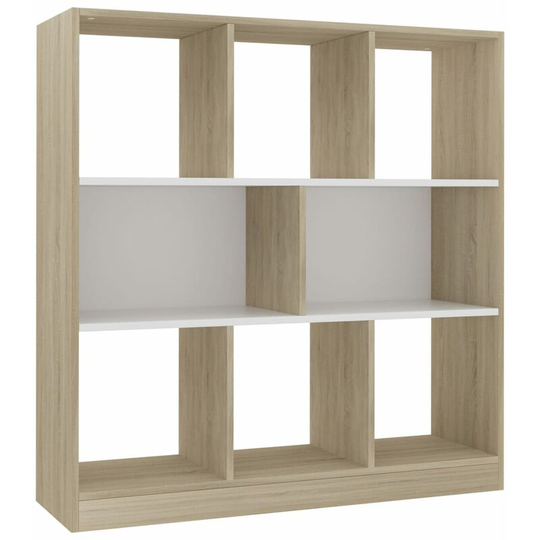 Book Cabinet White and Sonoma Oak 97.5x29.5x100 cm Engineered Wood vidaXL - Multicolour