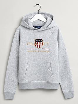 GANT Boys Archive Shield Hoodie - Light Grey Marl, Light Grey Marl, Size 15 Years