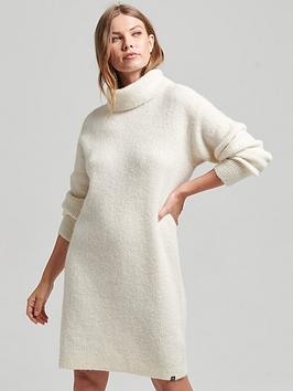 Superdry Studios Jumper Dress - White, White, Size 12, Women