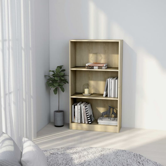 Devenirriche - 3-Tier Book Cabinet Sonoma Oak 60x24x108 cm Chipboard - Brown
