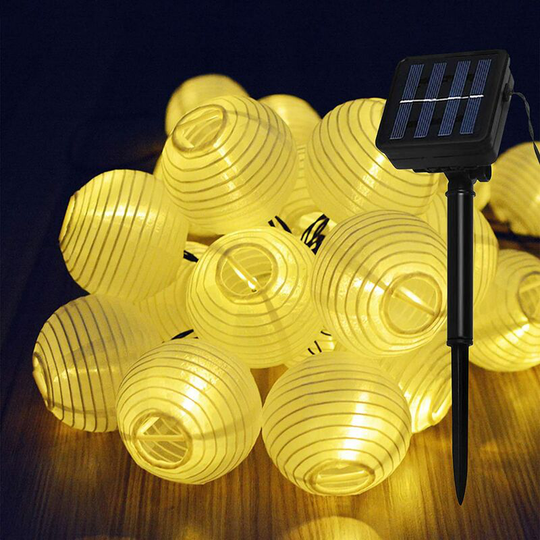 Aougo - 30LED Lantern String Lights Solar Powered Outdoor Waterproof Fairy Lights 8 Modes Warm White Light Lampion Decoration for Garden Patio