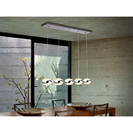Schuller Lighting - Schuller Lipse - Integrated led 5 Light Cluster Drop Bar Ceiling Pendant Chrome