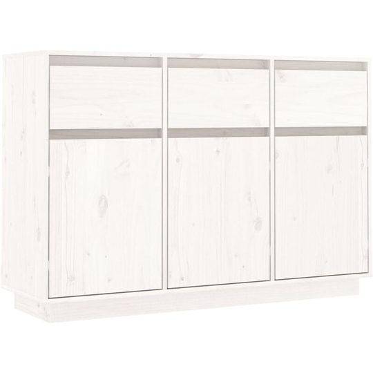 Sideboard White 110x34x75 cm Solid Wood Pine Vidaxl White