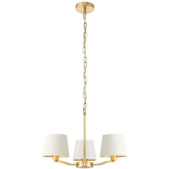 Endon Collection Lighting - Endon Lighting - 3 Light Multi Arm Ceiling Pendant Satin Brushed Gold, Vintage White Silk Effect, E14