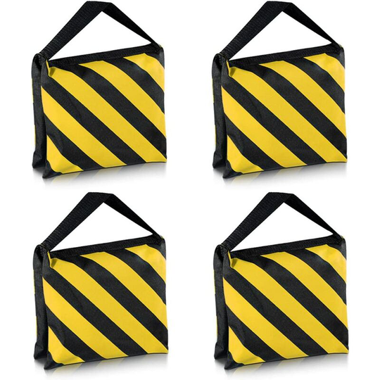Litzee - 4 Pack Black/Yellow Heavy Duty Sandbag for Studio Photo Video Stage Film Sand Saddle for Boom Tripod Legs