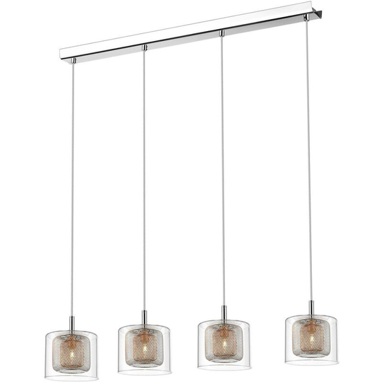4 Light Ceiling Pendant Bar Mesh Chrome, Copper, Glass, G9 - Spring Lighting