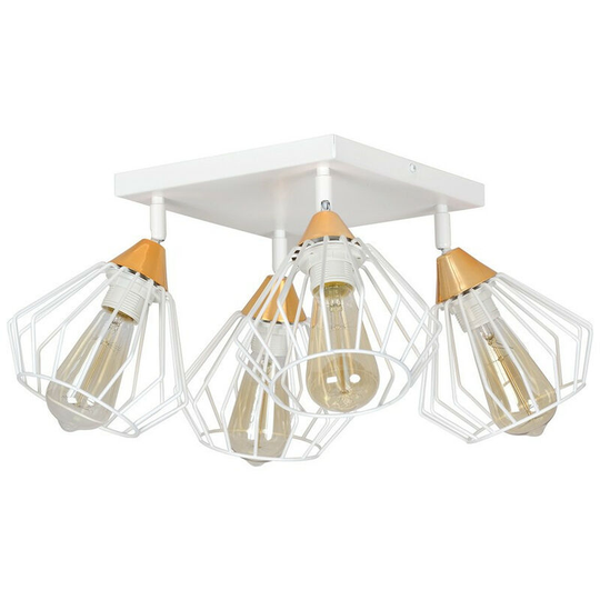 Emibig Vesta White Multi Arm Semi Flush Ceiling light Wire Shades 4x E27