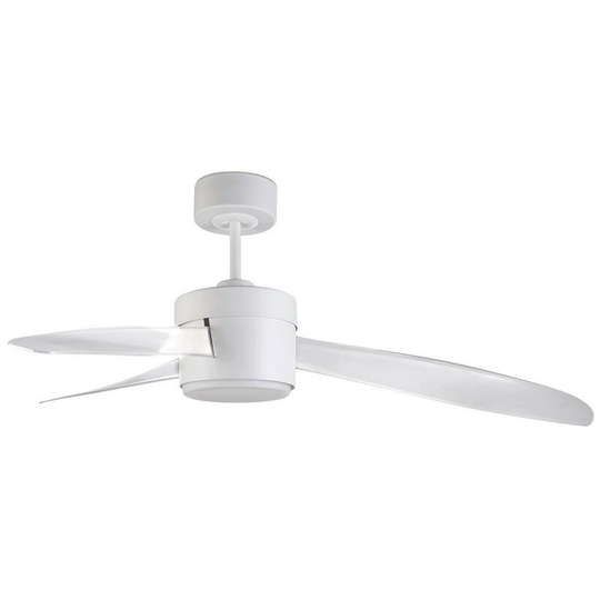 Leds C4 Tramuntana 3 Blade Ip44 Ceiling Fan with led Light White, Tranparent Blades 142cm