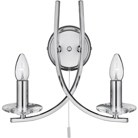 Searchlight Ascona - 2 Light Indoor Glass Candle Wall Light Chrome, E14